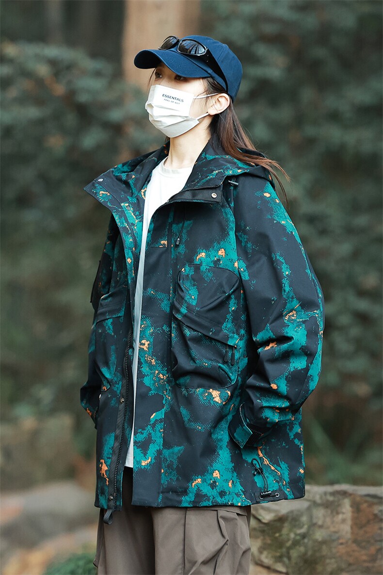 户外工装风口袋冲锋衣外套风衣男女连帽百搭休闲夹克2353-P70,男装夹克,星座1403A
