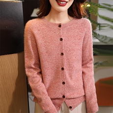 时尚百搭点子纱羊毛开衫羊毛柔软舒适显瘦修身设计，女装羊毛衫，暮绒羊羊绒