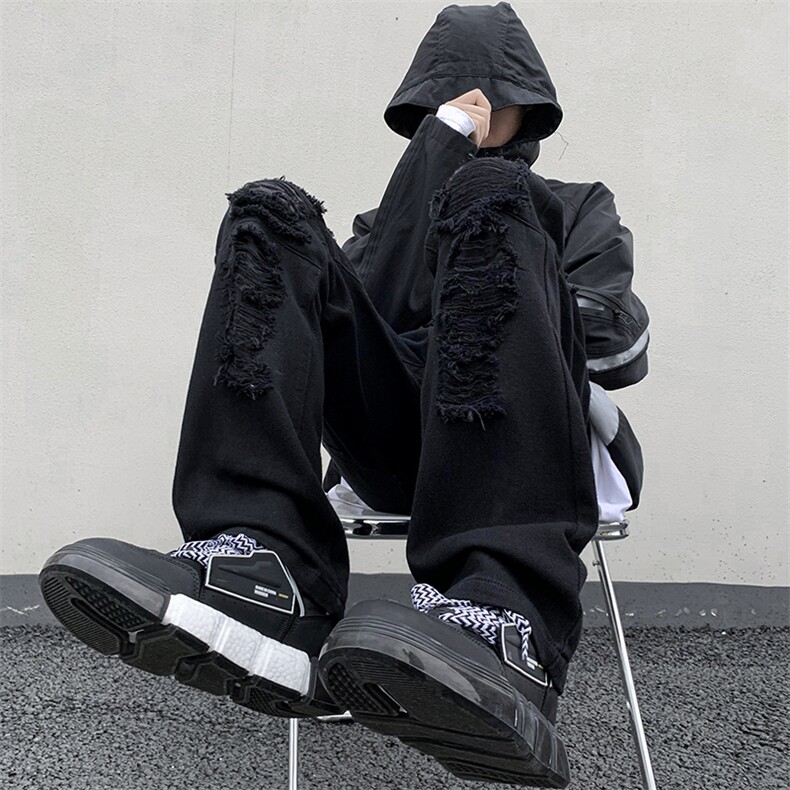 B221美式ins高街小众重工艺假破洞小脚牛仔裤LK23019-P60控78,男装牛仔裤,电商B221