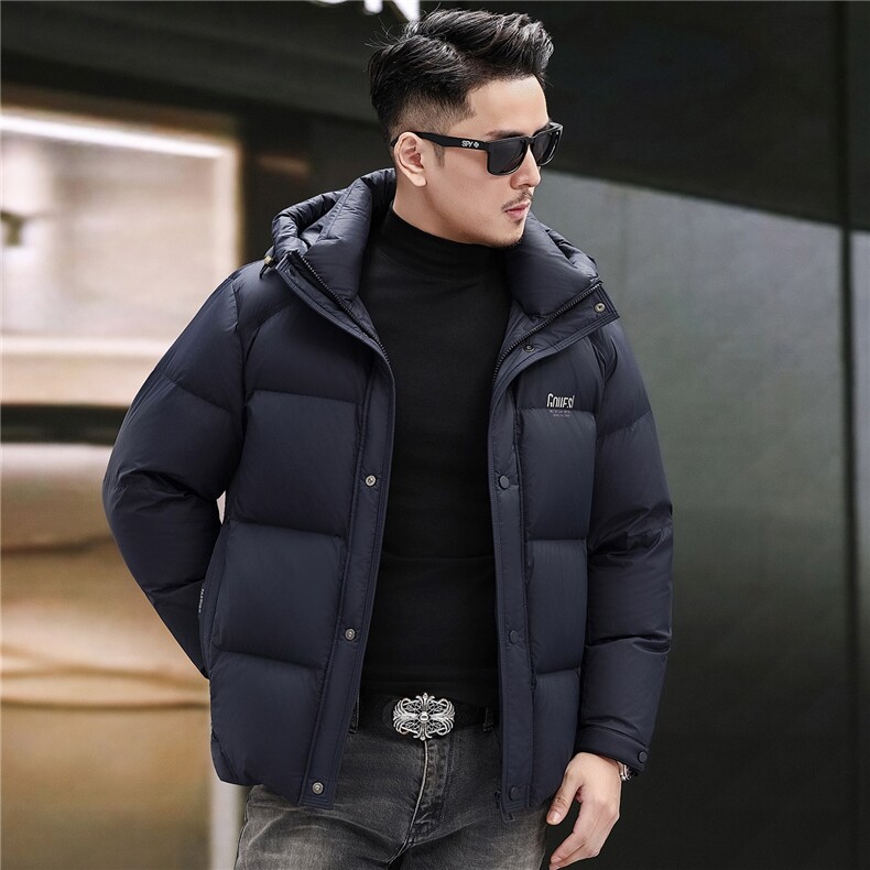 2025新款冬季短款90绒子白鸭绒羽绒服外套中年男装加厚羽绒服夹克图片
