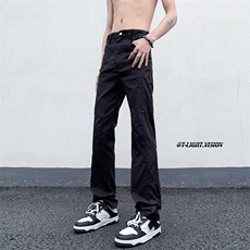B221美式ins高街暗黑小众修身小脚休闲冲锋裤LK23092-P60控78，男装休闲裤，电商B221