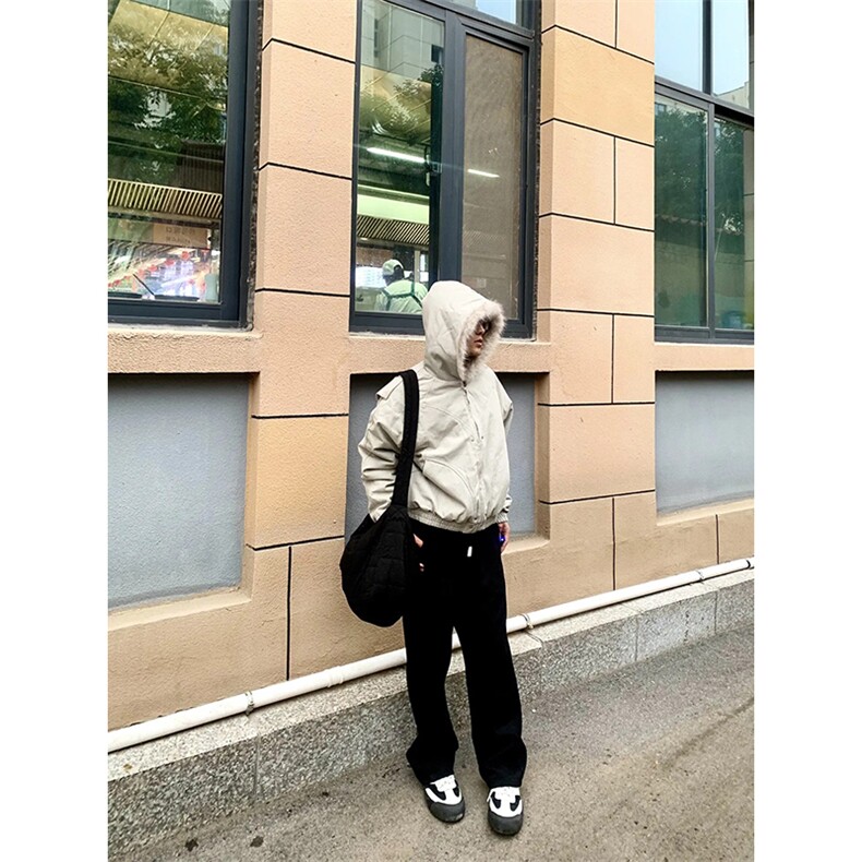 现货高品质美式高街冬季重磅硬挺短款座山雕毛领棉衣男女加厚外套,男装棉衣,电商A486