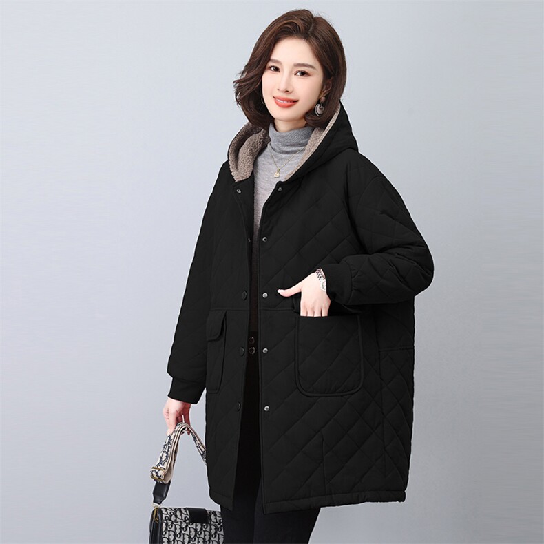 时尚保暖女士长款棉服修身显瘦冬季外套舒适百搭加厚棉衣,女装棉衣/棉服,悦见她