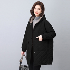 时尚保暖女士长款棉服修身显瘦冬季外套舒适百搭加厚棉衣，女装棉衣/棉服，悦见她