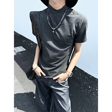 【自拍图】XZ10-1005-1-TTH00319-P38现货交叉连身领针织短袖T恤，男装T恤，星座1005-1