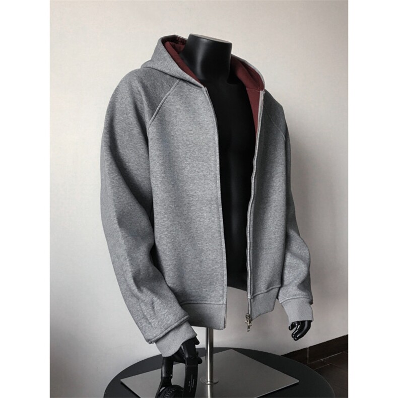 重磅500G空气层拉链连帽开衫卫衣男女秋季Boxy帝王红宽松帽衫外套，女装短外套，星座506A