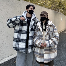 假两件2026新款冬装棉衣宽松男女情侣棉衣格子外套D335P118，男装棉衣，电商A335-1（原A458）