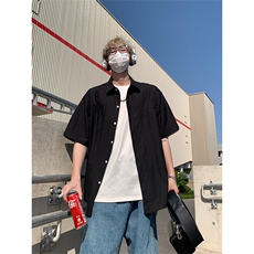 轻奢港风男版纯色轻薄短袖衬衫男女夏季宽松大码DC2248-特价P35，男装衬衫，电商A007
