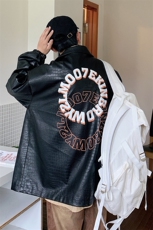 港风鳄鱼纹皮衣大码M-5XL潮美式字母印花皮夹克JK7815P90控128，男装夹克，星座227-7