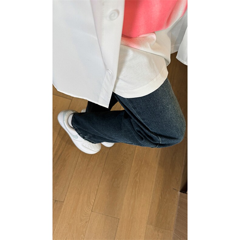现货主推 渐变复古蓝微喇直筒松紧腰休闲牛仔裤男女K5809-P50控69图片