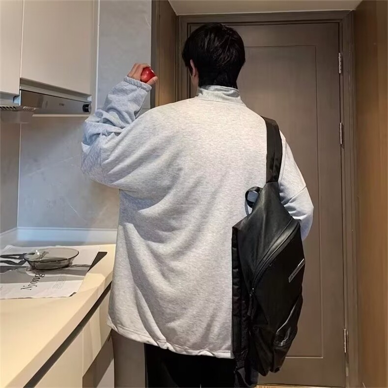 纯色卫衣男潮ins港风潮流半拉链W8801P36,男装卫衣,星座1116-2