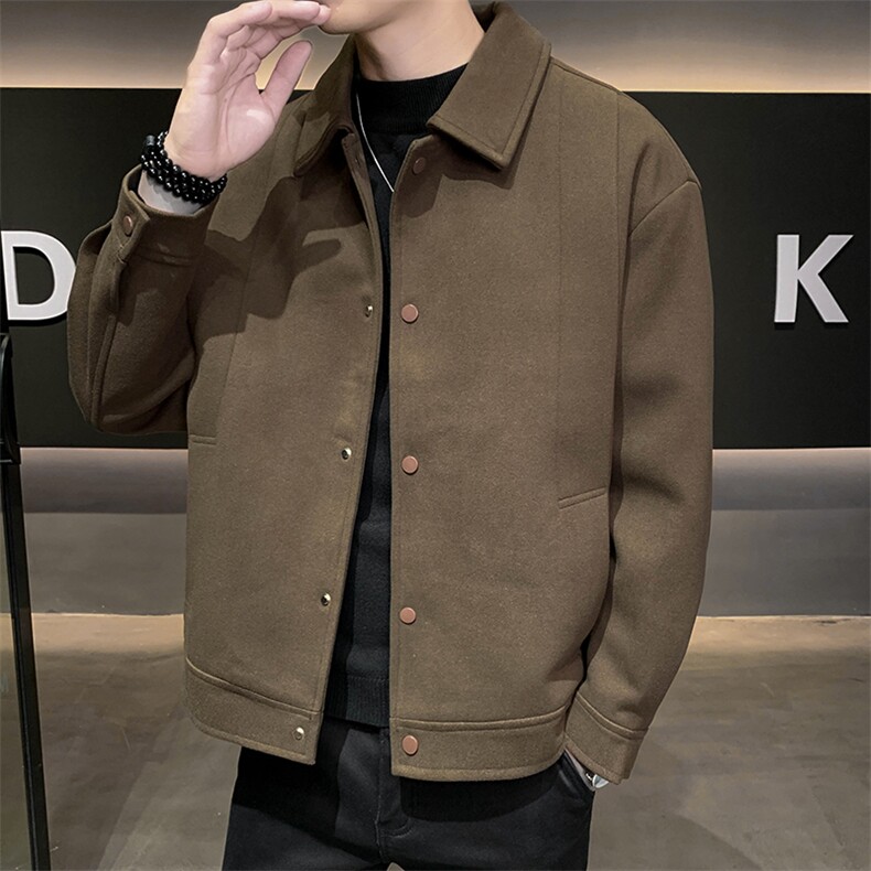 店主风高端呢子明线宽松韩版外套大衣夹克男A236-JK8009-P130,男装夹克,电商A236