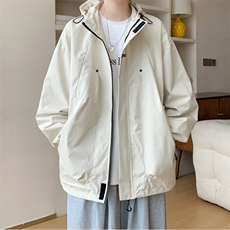 得物品质秋款男连帽夹克字母印花抽绳宽松冲锋衣外套JK0002P60，男装夹克，星座1013-1