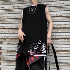 夏季韩版ins男女情侣宽松高街暗黑破洞背心上衣潮无袖BX52-P22，男装背心/马甲，星座1008