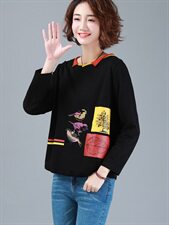 印花套头圆领长袖气质百搭2021年秋季韩版卫衣，女装卫衣/绒衫，深水步