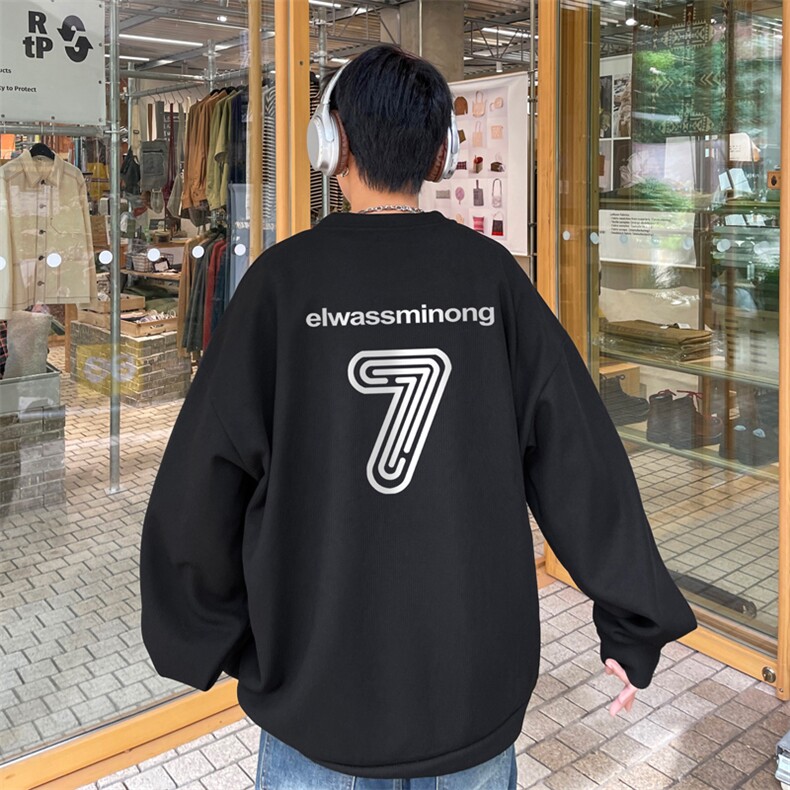 华夫格！华夫格上衣男圆领华夫格卫衣男大码长袖t恤男HY202-特P23,男装T恤,电商B367