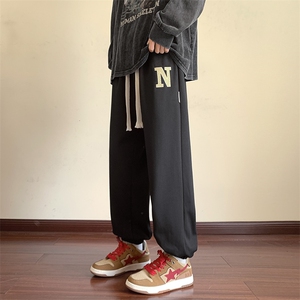 港风休闲裤男宽松拖地束脚裤卫裤KP722P40