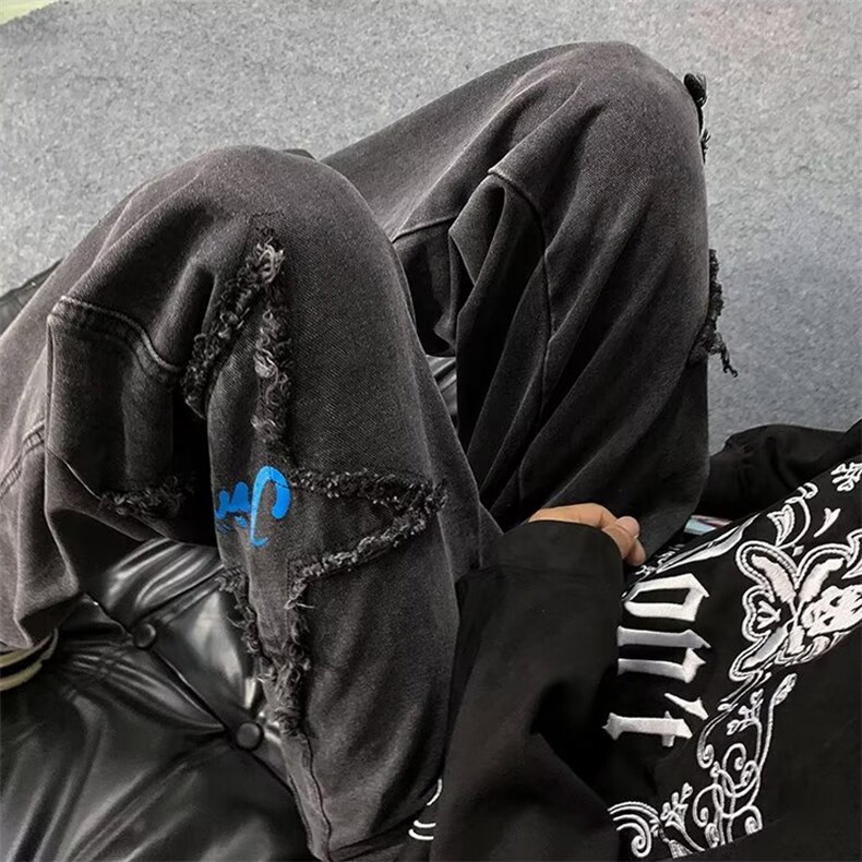 牛仔裤男秋季潮大码休闲裤子高街加绒N9915P50,男装牛仔裤,星座1116-2