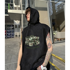 麂皮绒连帽背心坎肩男T恤美式港风JLB457-P30控48，男装T恤，电商B370