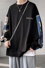 现货春季新款拼接圆领高品质百搭卫衣A059-WY7866-P35控58，男装卫衣，电商A059