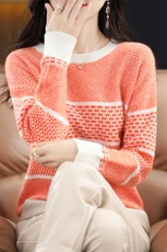 时尚百搭女士羊毛衫羊毛条纹设计舒适保暖，女装羊毛衫，莺澜羊绒