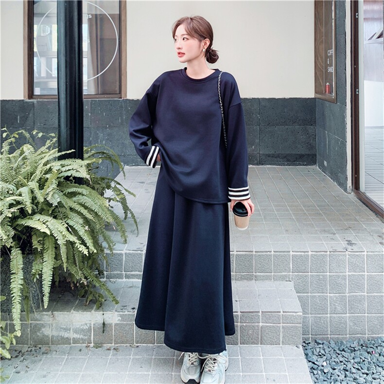 ！慵懒风条纹披肩卫衣+半身裙套装2C118-T851-P165控248,女装套装/套裙,2C118