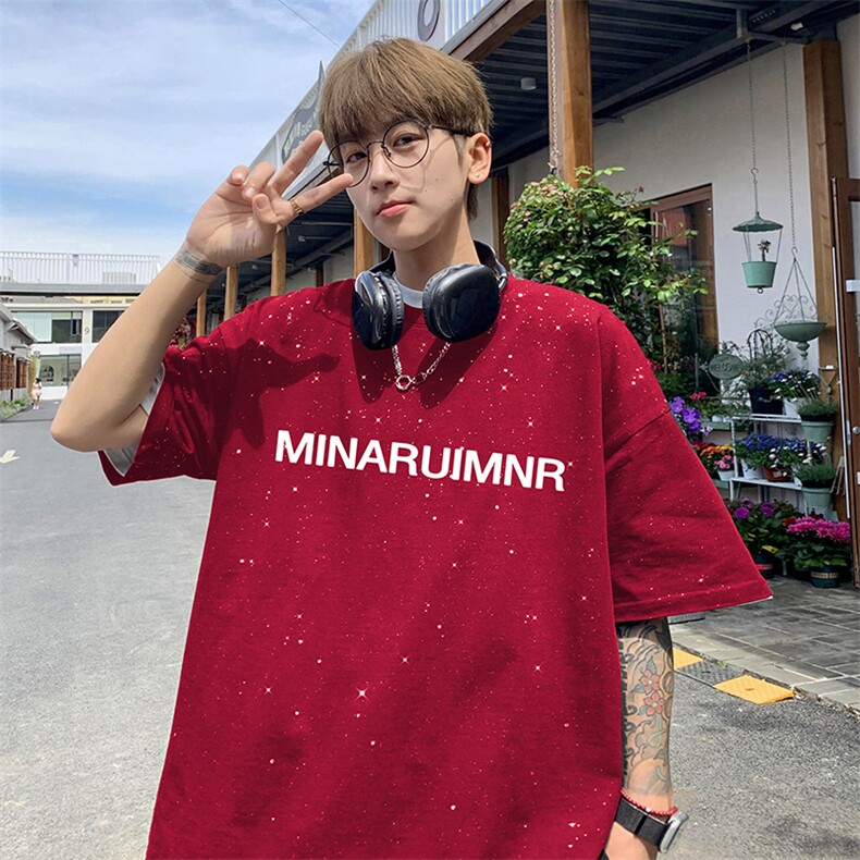 量大优供抖音视频支持得物配合二开美式满天星亮片短袖T恤MTX285,男装T恤,电商A486
