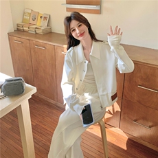 现货春装曼巴棉韩系外套阔腿裤休闲套装2602P195K315，女装套装/套裙，2C219