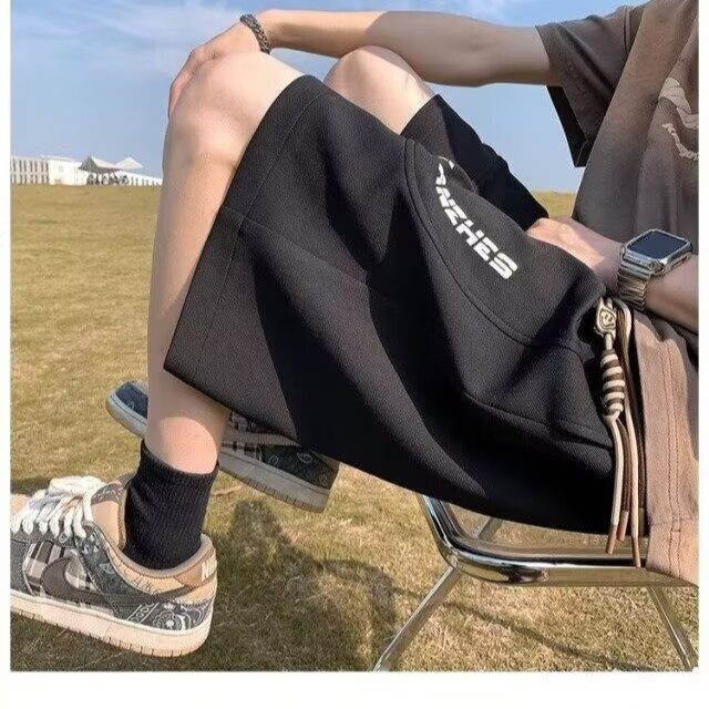 新款时尚简约流行潮流日系重磅贴标绿色工装短裤男大码夏季无品牌,女装休闲裤,星座1210-1