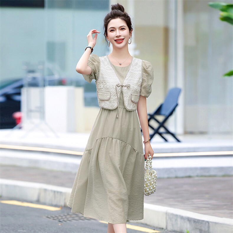 紫色新中式马甲女2026夏季新款法式甜美气质洋气连衣裙,女装连衣裙,霓裳依族