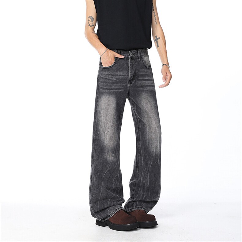 B221 美式ins高街暗黑重工艺修身微喇牛仔裤 LK25547-特P45控78图片