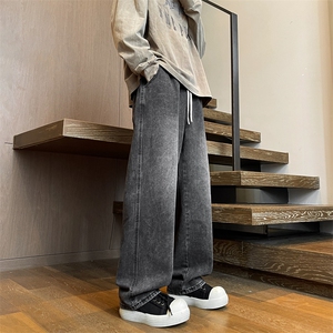 8XL-M牛仔裤美式潮牌复古水洗做旧特大码直筒宽松长裤KZ1909/P58图片