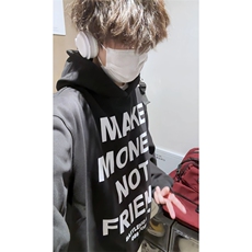 360g重磅华棉卫衣明黄色连帽大字母印花上衣外套W2482-P48，男装卫衣，星座1213