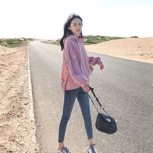 【正常发货】港风休闲短外套棒球服潮连帽长袖2022春秋新款外套女图片