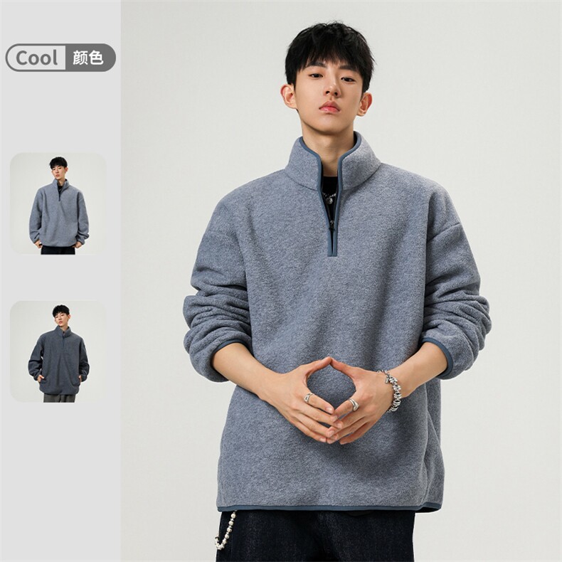 秋冬重磅加厚摇粒绒复合半拉链卫衣 W875特P58控98图片