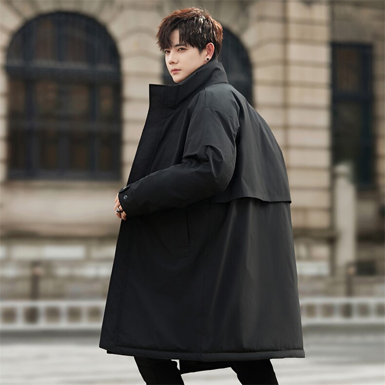 2025新款冬季中长款纯色连帽风衣羽绒服075P510,男装风衣,电商A355（原A415）