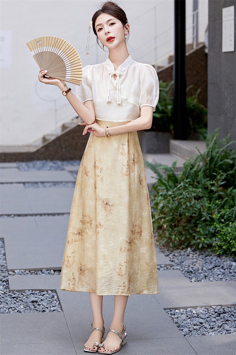 夏季新款时尚气质冰丝碎花连衣裙子RF2C290-5831#-P130-K198,女装连衣裙,蝶眷