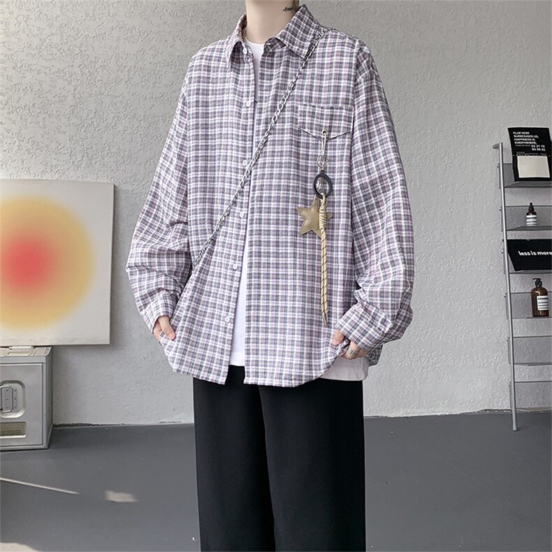 （带配件） CS1158-特批45控88 秋季新款男女格子短袖大码男衬衫图片