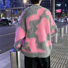 撞色扎染水貂绒毛衣男女秋冬季外穿古软糯针织毛线衣~M2990-p60，男装针织衫/毛衣，星座601-2