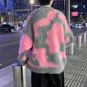 撞色扎染水貂绒毛衣男女秋冬季外穿古软糯针织毛线衣~M2990-p60图片