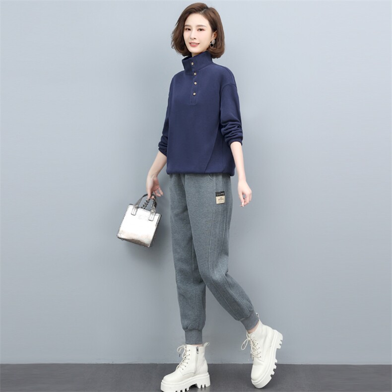 套装加绒运动套装女2022年新款休闲时尚卫衣洋气品牌减龄两件,女装套装/套裙,涵誉