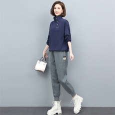 套装加绒运动套装女2022年新款休闲时尚卫衣洋气品牌减龄两件，女装套装/套裙，涵誉
