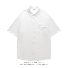 2021年夏季新款纯色衬衫男白底平铺短袖衬衫DS-C407-CS302-P35，男装衬衫，电商C323-1