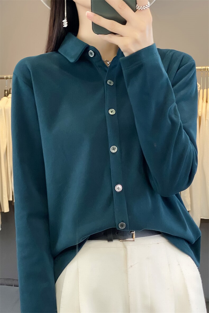秋冬polo领德绒衬衫女单排扣休闲衬衣外套上衣宽松显瘦百搭开衫,针织衫/毛衣,佳绒高端店
