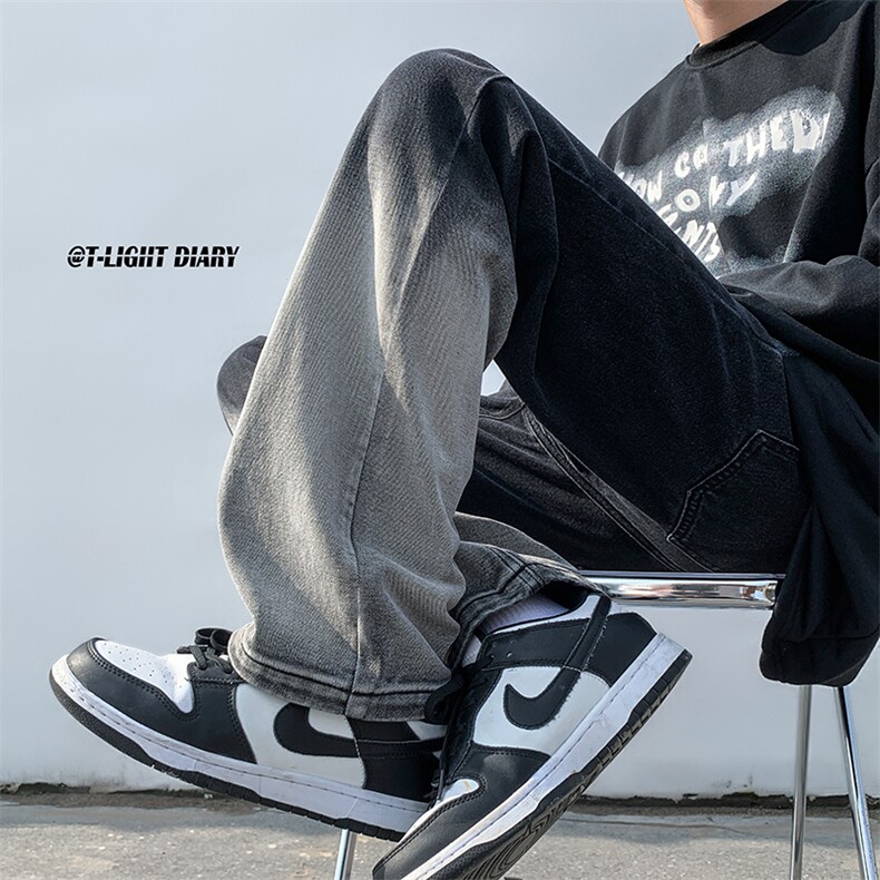 B221美式ins高街小众渐变色吊染直筒牛仔裤LK23024-P60控78,男装牛仔裤,电商B221