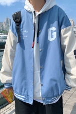 J606P30港风外景拼接撞色休闲港风秋装情侣外套棒球领字母印花，男装夹克，电商A026-1