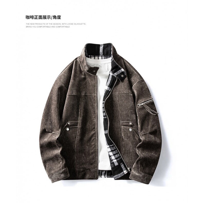 得物二开美式高街复古立领夹克休闲百搭情侣痞帅外套JK1207-P88,男装夹克,星座1103-3