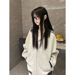 抖音得物高品质 美式高街重磅结构设计拼接织带立领卫衣外套 CM42图片