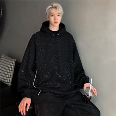 满天星重磅连帽卫衣男女款春秋季亮片细闪情侣复古外套W092-P60，男装卫衣，电商C307