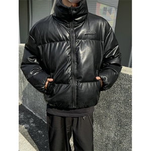 XZ1005-1-TTH00118-批108-立体刺绣PU皮立领短款面包棉服图片